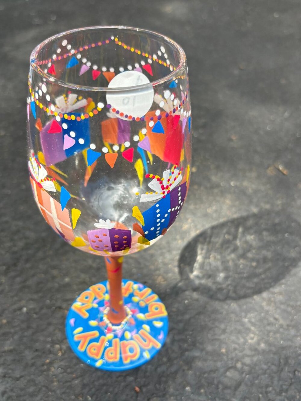 Lolita Love My Wine "Birthday Present.  15oz Wine Glass Hand Painted